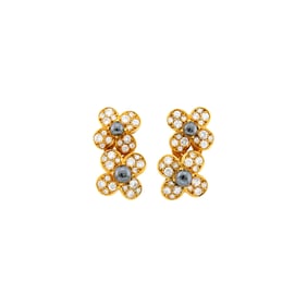 Van Cleef & Arpels Pair of Gold, Hematite and Diamond 'Trifle' Earclips, France
