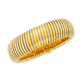Bulgari Tricolor Gold Tubogas Cuff Bracelet