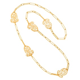 Pomellato Long Rose Gold and Colored Diamond 'Acorn' Chain Necklace