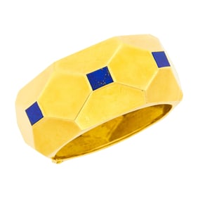 Tiffany & Co. Gold and Lapis Cuff Bangle Bracelet