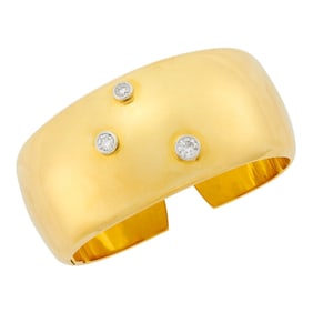 Tiffany & Co., Paloma Picasso Gold, Platinum and Diamond Cuff Bangle Bracelet