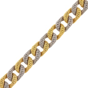 George L'Enfant Two-Color Gold Woven Curb Link Bracelet, France