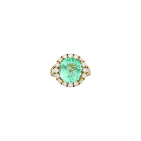 Gold, Paraiba-Type Tourmaline and Diamond Ring