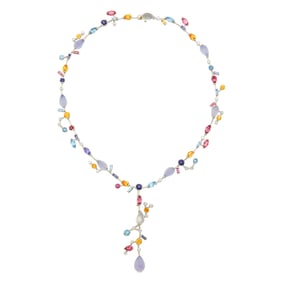 Cartier Platinum, Chalcedony, Colored Stone and Diamond 'Meli Melo' Pendant-Necklace