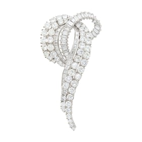 Platinum and Diamond Clip-Brooch