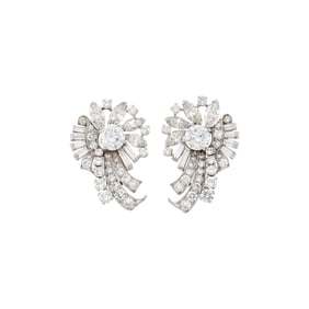 Raymond Yard Pair of Platinum and Diamond Earclips