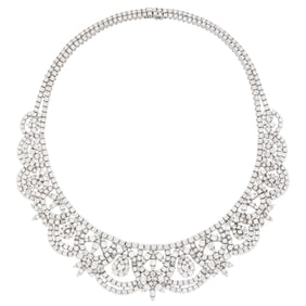 White Gold and Diamond Bib Necklace
