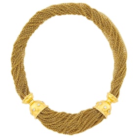 Tiffany & Co., Paloma Picasso Multistrand Gold, Platinum and Diamond Torsade Necklace