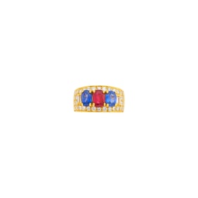 Bulgari Gold, Ruby, Sapphire and Diamond Ring