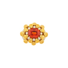 Tiffany & Co., Schlumberger Gold, Platinum, Spessartite Garnet and Diamond 'Tapestry' Ring, France