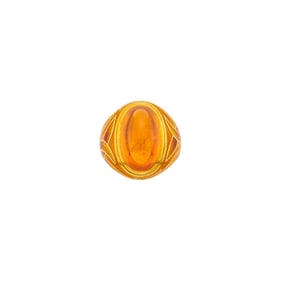 Henn of London Gold, Cabochon Spessartite Garnet and Enamel Ring