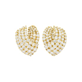 Pair of Gold and Diamond Earrings