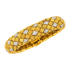 David Webb Gold, Platinum and Diamond Bracelet-Watch
