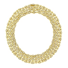 Five Row Gold and Diamond Necklace
