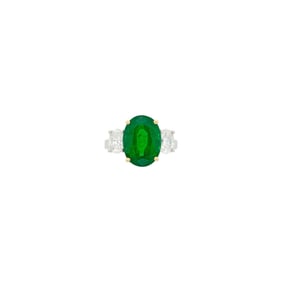 Platinum, Gold, Emerald and Diamond Ring