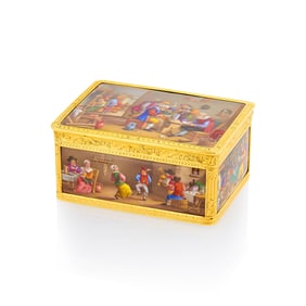 Antique Gold and Painted Porcelain Enamel Snuff Box, France