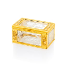 Antique Gold, Platinum and Carved Rock Crystal Box