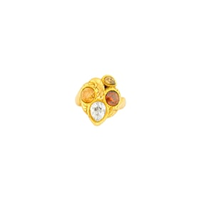 Tiffany & Co. Antique Gold, Colored Diamond and Diamond Serpent Ring