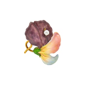 Tiffany & Co. Antique Gold, Enamel and Diamond 'Sweet Pea' Brooch