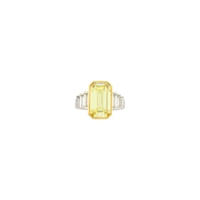 Platinum, Gold, Fancy Yellow Diamond and Diamond Ring