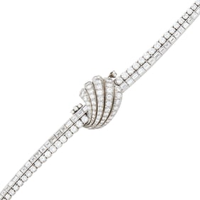 Rolex Platinum and Diamond Bracelet-Watch