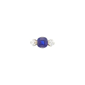 Platinum, Kashmir Sapphire and Diamond Ring