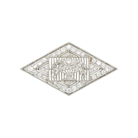 Charlton & Co. Platinum and Diamond Filigree Brooch