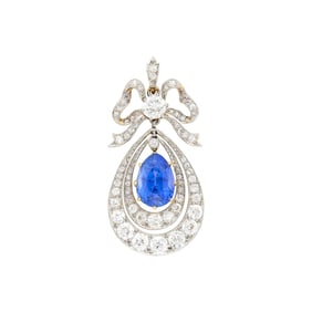 Belle Epoque Platinum, Gold, Sapphire and Diamond Pendant-Brooch