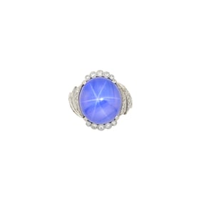 Gold, Platinum, Star Sapphire and Diamond Ring