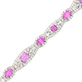 Oscar Heyman & Brothers for J.E. Caldwell & Co. Platinum, Pink Sapphire and Diamond Bracelet