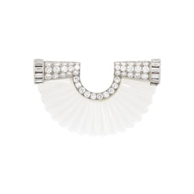 Platinum, Carved Rock Crystal and Diamond Brooch, France