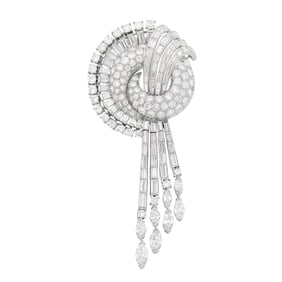 Platinum and Diamond Clip-Brooch