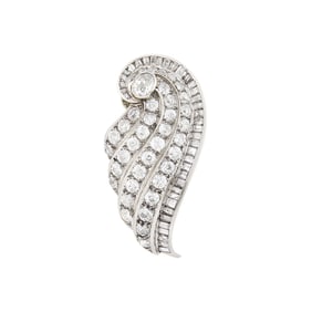 Belperron Platinum and Diamond Clip-Brooch, France