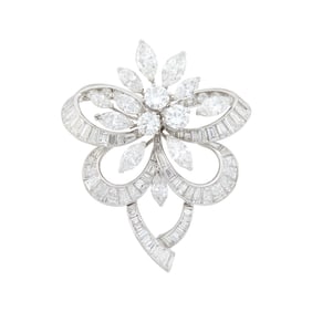 Platinum and Diamond Clip-Brooch