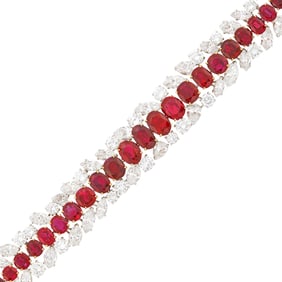 Boucheron Paris Platinum, Gold, Ruby and Diamond Bracelet