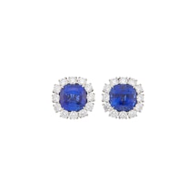 Pair of Platinum, Sapphire and Diamond Earclips