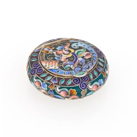 Russian Silver-Gilt and Cloisonné Enamel Pill Box