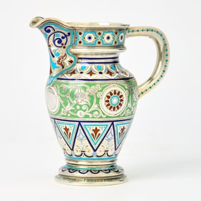 Russian Silver-Gilt and Champlevé Enamel Jug