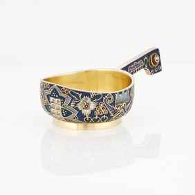 Fabergé Silver-Gilt and Cloisonné Enamel Small Kovsh