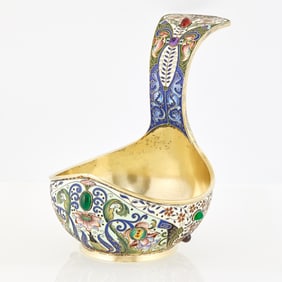 Russian Silver-Gilt and Cloisonné Enamel Kovsh