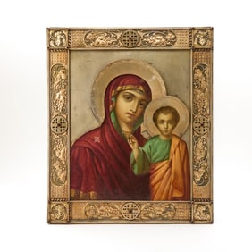 Russian Silver-Gilt Icon of the Mother of God of Kazan