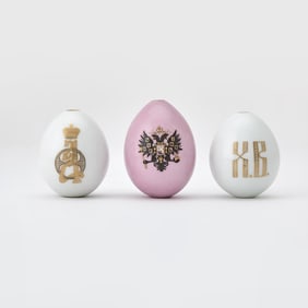 Group of Three Russian Porcelain Easter Eggs