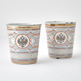 Pair of Russian Enameled Metal "Cups of Sorrows"