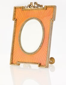 Fabergé Silver-Gilt and Guilloché Enamel Photograph Frame