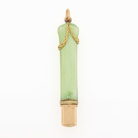 Russian Two-Color Gold-Mounted Guilloché Enamel and Silver-Gilt Pencil