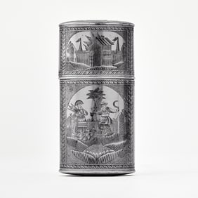 Russian Silver-Gilt and Niello Cigarette Case