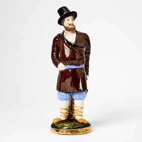 Russian Porcelain Figure of a Peasant Man with Basket