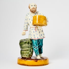 Russian Glazed Pottery Figure of a Sower