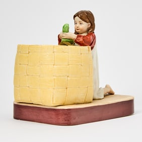Russian Porcelain Group of a Girl with Woven Basket