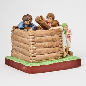 Russian Porcelain Group of Children at a Well